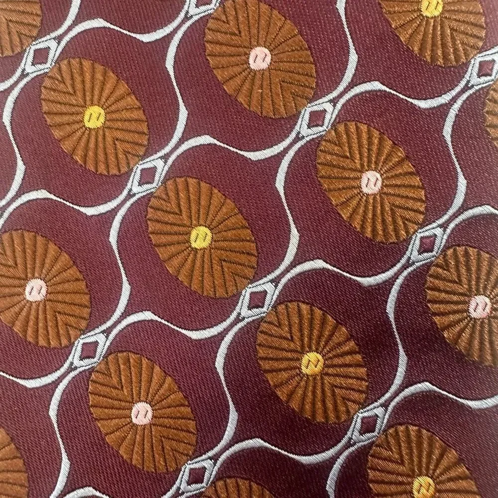Robert Talbott Handsewn 100%‎ Silk Necktie Retro Mod Print Dark Jewel Tone